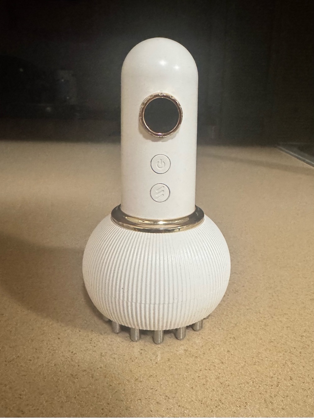 White Portable Massager with Gold Accent - Unknown Brand